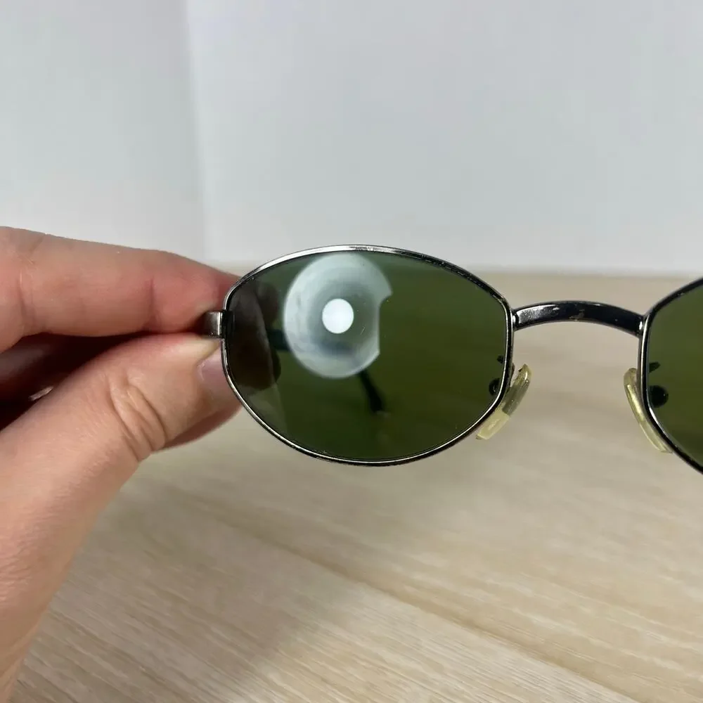 Vintage RARE! Dolce & Gabbana Oval Sunglasses Green Lenses Metal 51-20-140 Italy